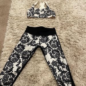 Lululemon leggings with matching sports bra floral design